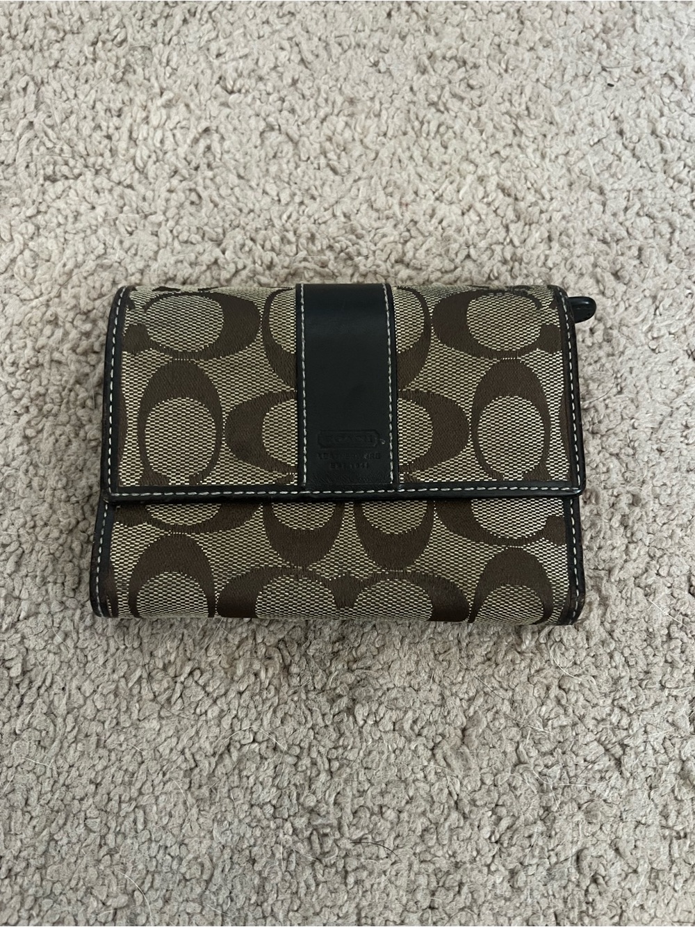 Coach Black Signature Canvas Trifold Wallet